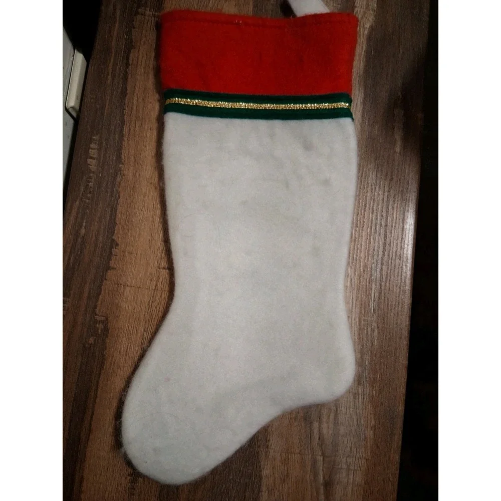 Vintage 80s 90s‎ Christmas Stocking Felt Kitten Kitty Cat Santa's Best